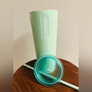 Starbucks Mint Green Spiral Swirl Stainless Steel Venti Cold Cup NEW
